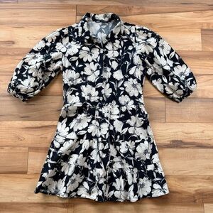 Floral Black and Cream Dress